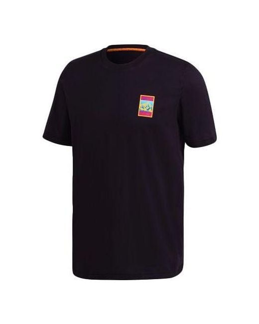 Adidas Black Originals Pattern Printing Casual Sports Short Sleeve for men