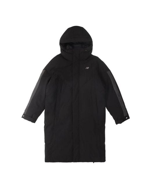 New Balance Black Street Style Long Down Jacket for men