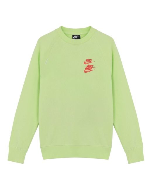 Nike Green Embroidered Logo Round Neck Pullover for men