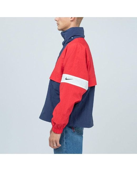Nike Blue Lab Swoosh Stripe Splicing Storage Simple Colorblock Hooded Jacket 'University Midnight' for men