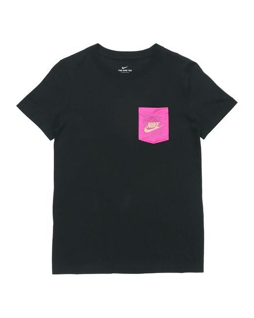 Nike Black (Wmns) As W Nsw Tee Contrasting Colors Logo Short Sleeve