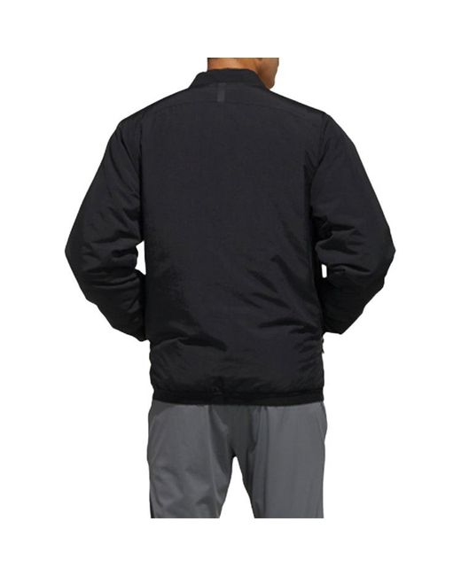 Adidas Black Xplr Ins Bomber Outdoor Sports Solid Color Jacket for men