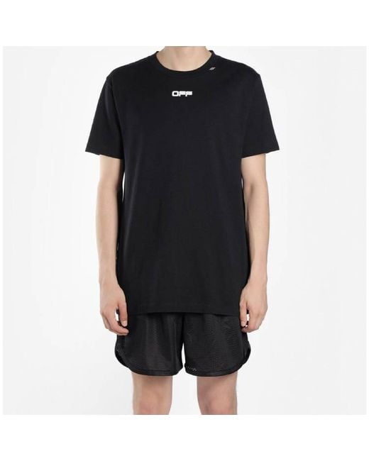 Off-White c/o Virgil Abloh Black Caravaggio Arrow Back Printing Short Sleeve Ordinary Version T-Shirt for men