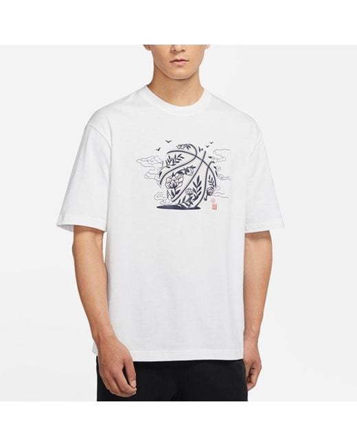 Nike White Printing Round Neck Pullover Short Sleeve T-Shirt for men