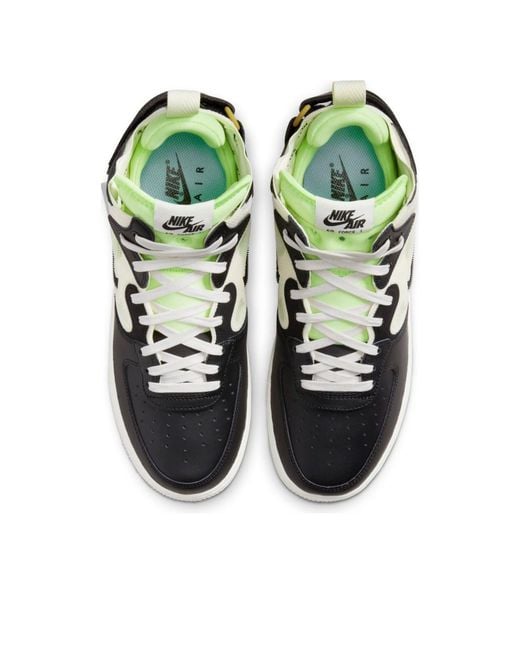 Nike Black Air Force 1 Mid React Neon' for men