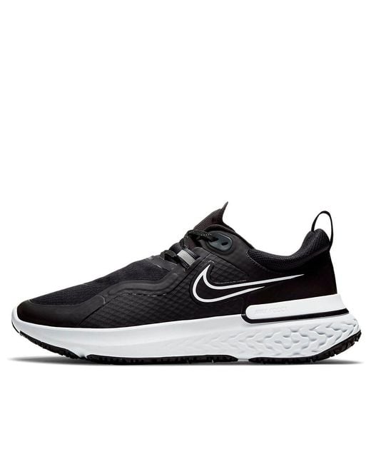 Nike Black React Miler Shield Pure Platinum' for men