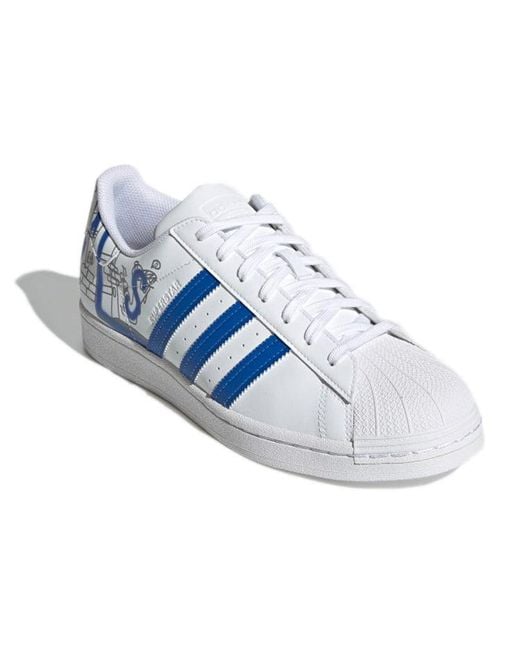 Adidas Blue Originals Superstar Cozy Wear-Resistant Casual Skate Shoes for men