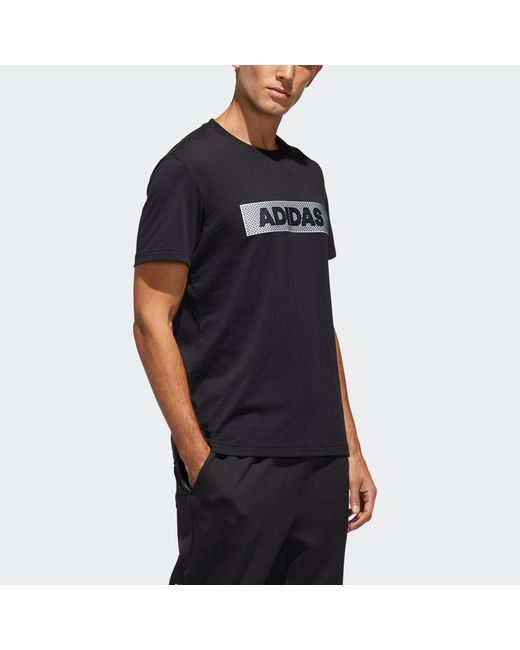Adidas Black M Gfx T Lng Box Logo Printing Sports Round Neck Short Sleeve for men