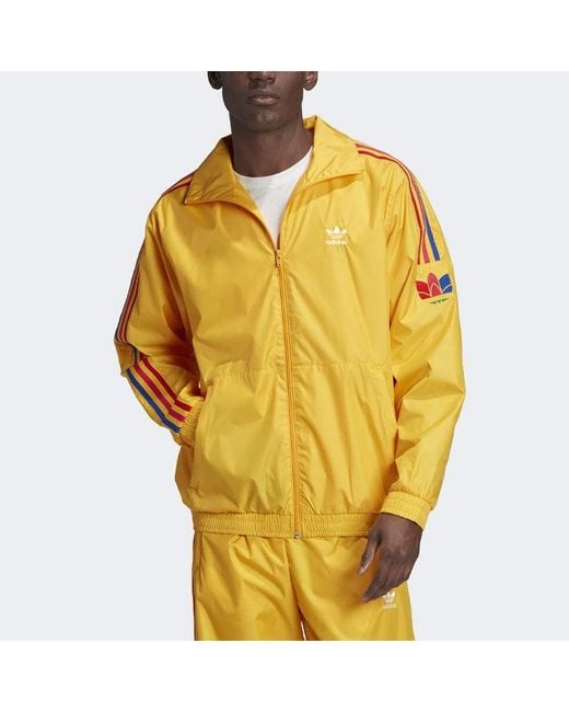 Adidas Yellow Originals Side Stripe Zipper Casual Sports Jacket for men