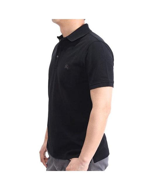 Burberry Black Logo Lapel Short Sleeve Polo Shirt for men