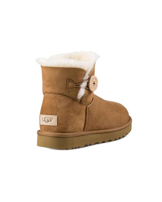 Ugg Brown (Wmns) Mini Bailey Button Ii Boot Fleece Lined