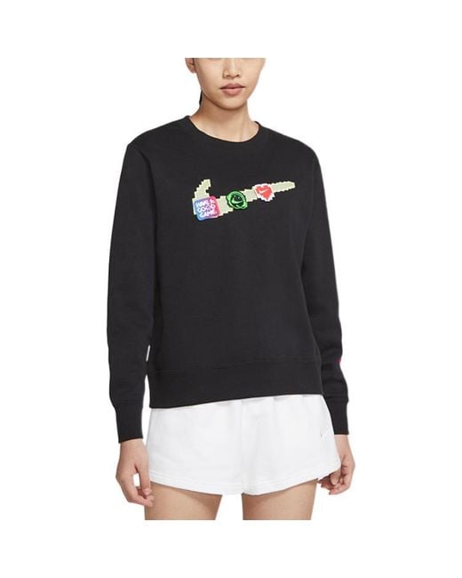 Nike Blue (Wmns) Sportswear Logo Fleece Crew Sweatshirt Multi'