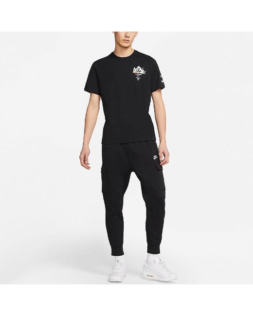 Nike Black Sportswear Print Casual Sports Short Sleeve for men