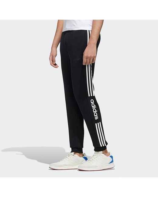 Adidas Black Neo M Esntl 3S Contrasting Colors Stripe Sports Pants for men