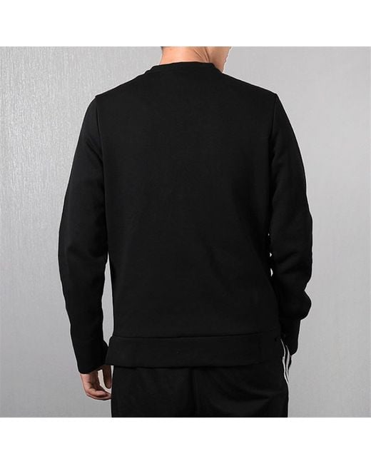 Adidas Black Wj Crew Sroty Printing Pattern Sports Round Neck Pullover for men
