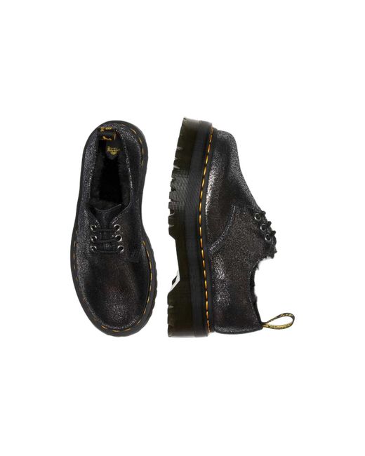 Dr. Martens Black 1461 Faux Fur-Lined Metallic Leather Platform Shoes for men