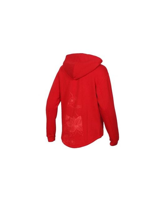 Adidas Red (Wmns) Neo Flowers Printing Sports Drawstring Hooded Jacket