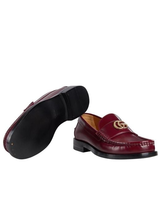 Gucci Red (Wmns) Double G Loafers 'Rosso Ancora'