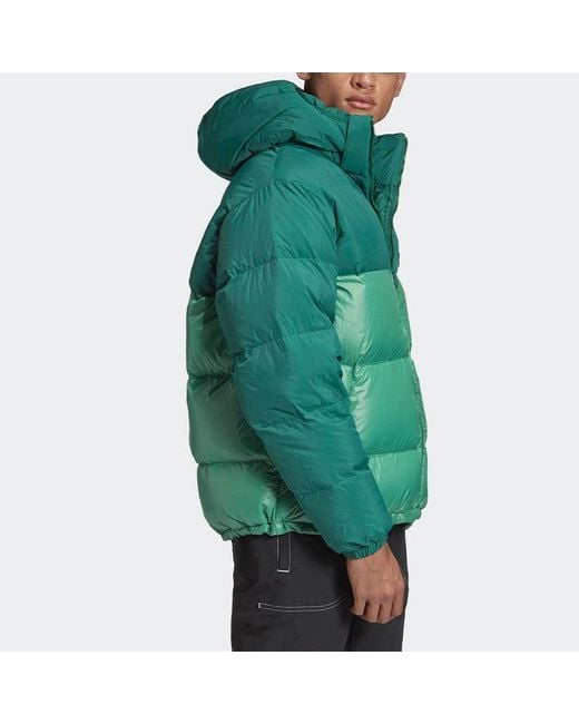 Adidas Green Originals Down Regen Puff Stay Warm Splicing Sports Hooded Down Jacket for men