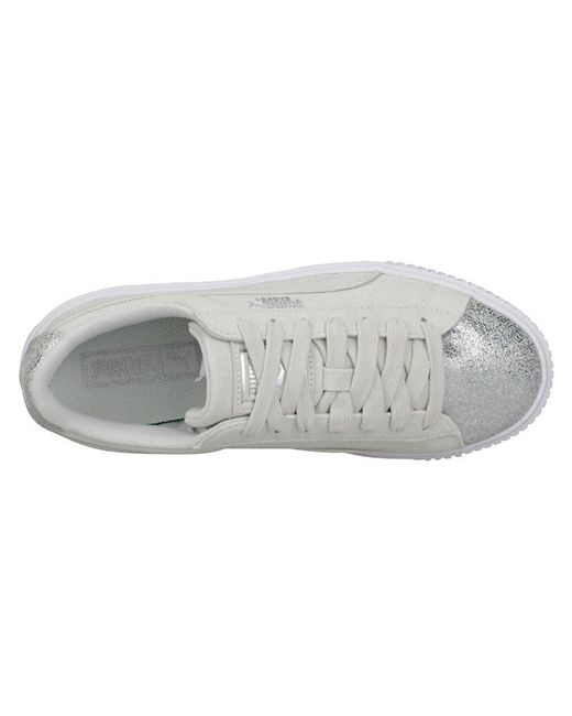 PUMA White (Wmns) Basket Platform 'Peppermint'