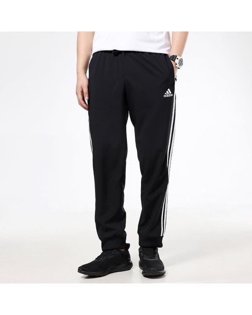 Adidas Black Casual Sports Side Stripe Bundle Feet Long Pants for men