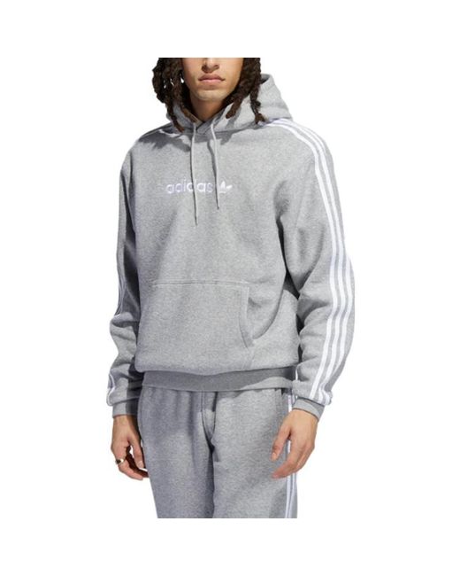 Adidas Gray Originals Comfort 3-Stripes Hoodie 'Heather' for men