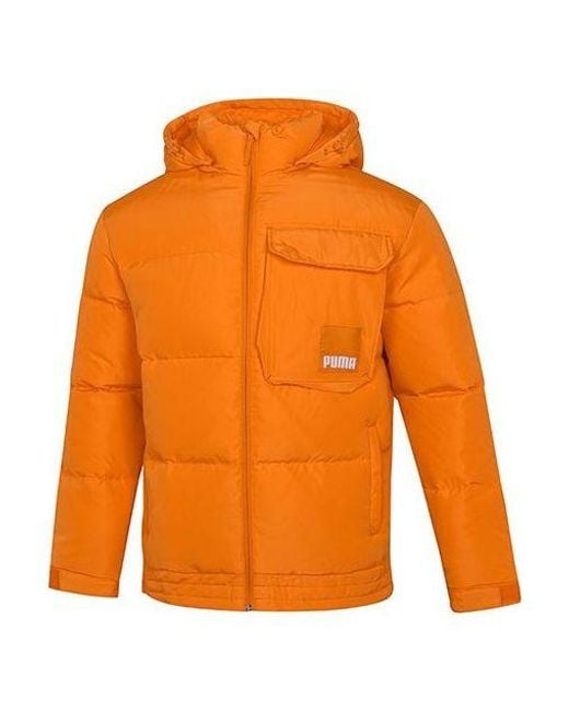 PUMA Orange Hoodie Loose Down Jacket for men