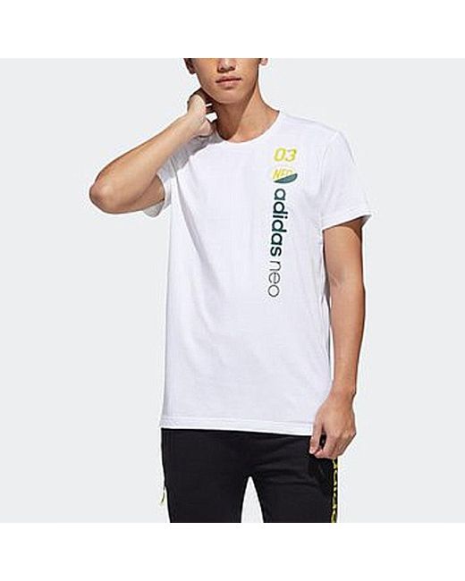 Adidas White Neo Casual Cozy Sports Round Neck Short Sleeve for men
