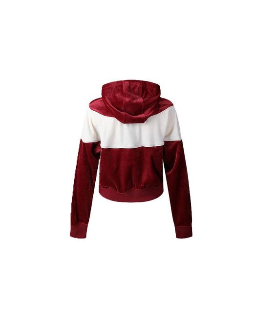 Nike Red (Wmns) Splicing Hooded Knitting Short Sweatshirt