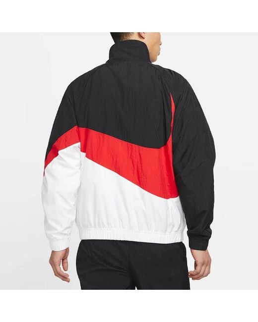 Nike Red Sportswear Large Logo Tat Stand Collar Jacket for men