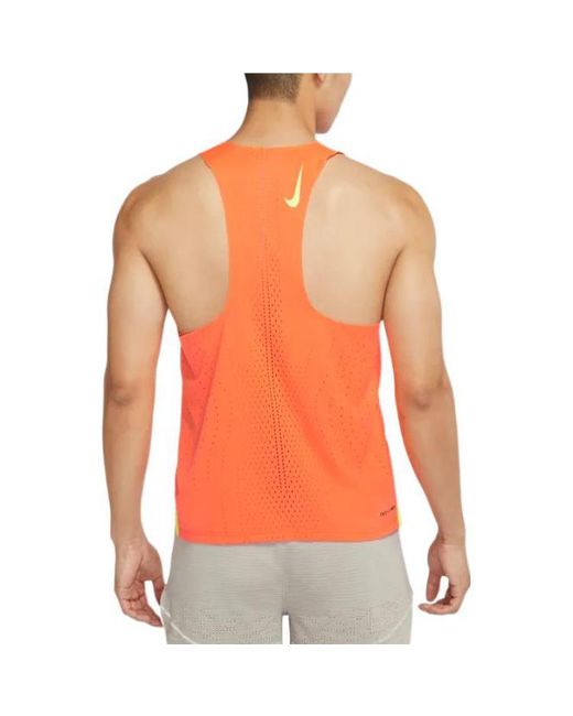 Nike Orange Solid Color Logo Breathable Quick Dry Running Training Sports Vest for men