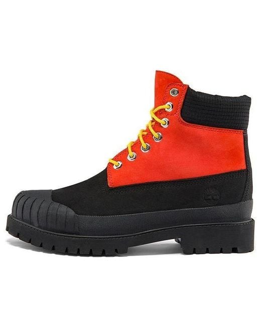 Timberland Red Premium 6 Inch Waterproof Boot 'Medium Nubuck With' for men