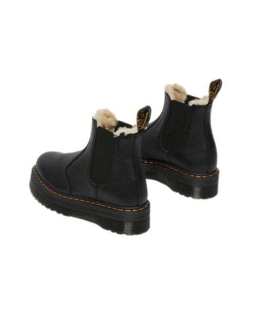 Dr. Martens Black (Wmns) 2976 Faux Fur Lined Platform Chelsea Boots