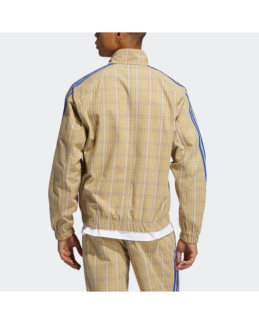Adidas Natural Originals Mw Tt Casual Stand Collar Plaid Athletics Sports Jacket for men