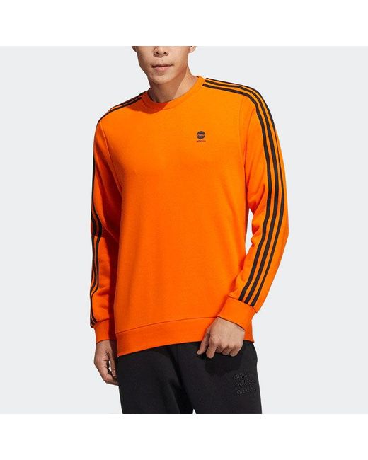 Adidas Orange Neo Ce 3S Swt Casual Sports Round Neck Pullover for men