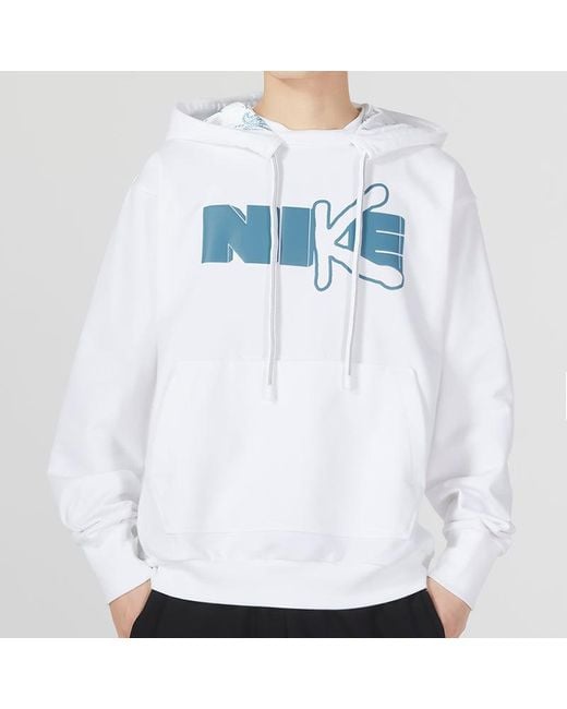 Nike White Dri-Fit Standard Issue Premium Pullover Basketball Hooded Top for men