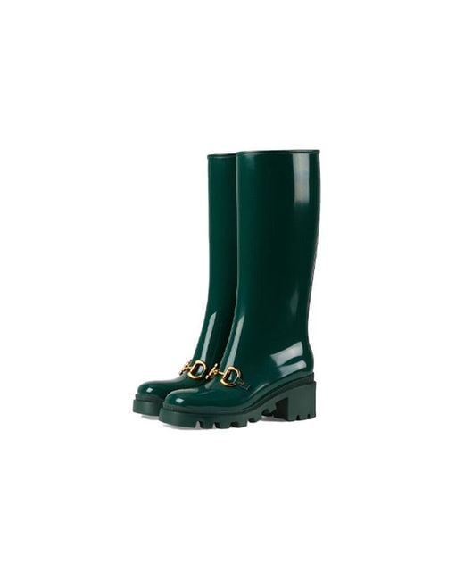 Gucci Blue (Wmns) Rubber Horsebit Tall Boots