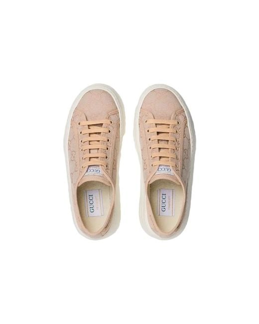 Gucci Pink (Wmns) Gg Leather Sneakers 'Neutral'