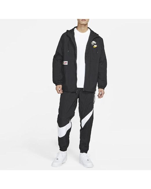 Nike Blue Sportswear Lightweight Back Printing Breathable Athleisure Casual Sports Woven Jacket Autumn for men
