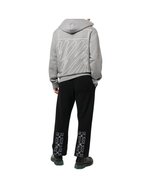 Off-White c/o Virgil Abloh Gray Wave Outline Diagonal Slim Hoodie Marl' for men