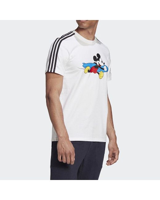 Adidas White Originals X Disney 3-Stripe Tshirt 'Mickey Mouse' for men