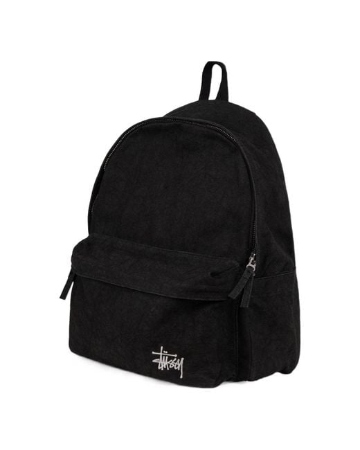 Stussy Black Canvas Backpack for men