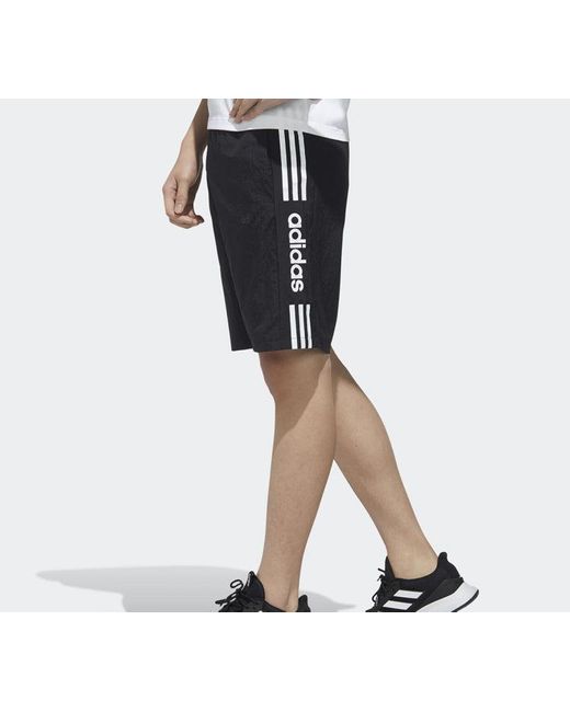 Adidas Blue Neo Side Stripe Logo Woven Shorts for men