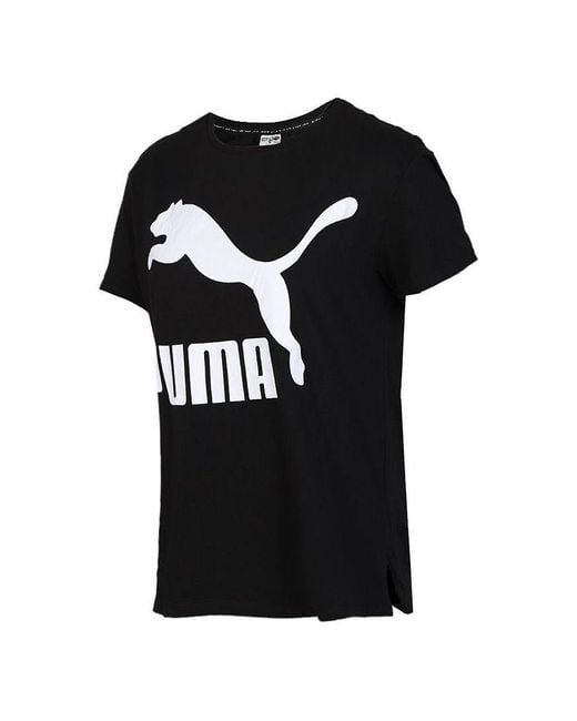 PUMA Black (Wmns) Classics Logo Tee Running Short Sleeve Tee