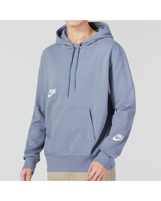 Nike Blue Logo Printing Drawstring Hooded Casual for men