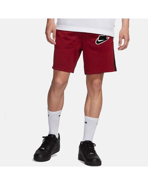 Nike Red Colorblock Logo Alphabet Printing Sports Shorts for men