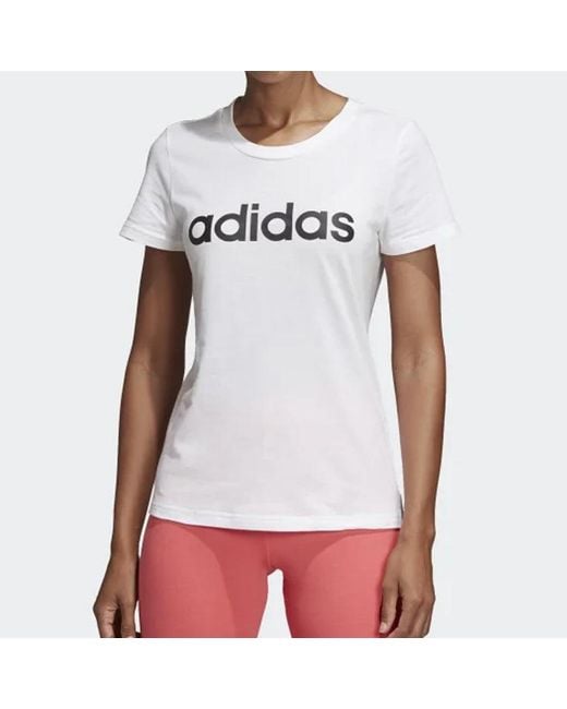 Adidas White (Wmns) E Lin Slim T Sports Stylish Short Sleeve