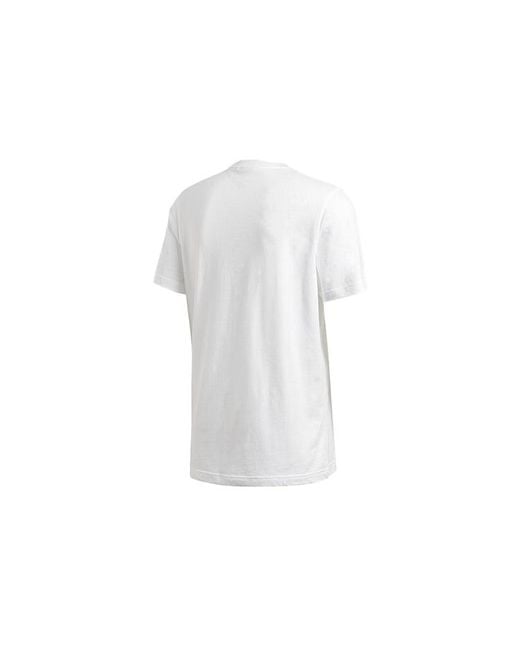 Adidas White Originals Chest Logo Sports Round Neck Short Sleeve for men