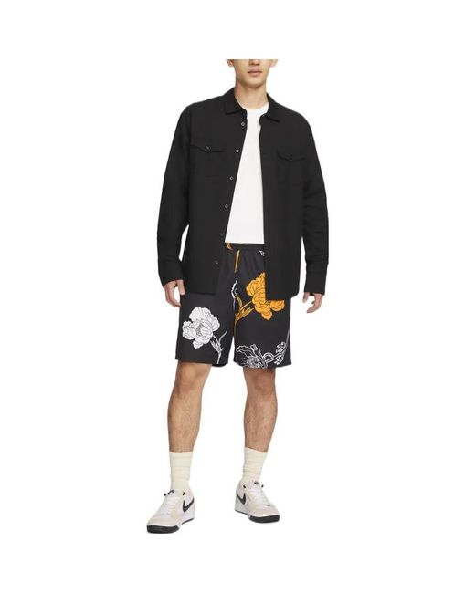 Nike Blue Flowers Printing Full Print Straight Casual Shorts