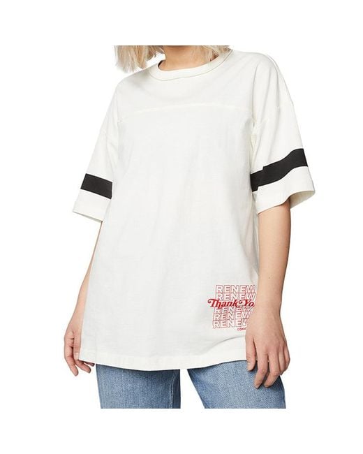 Converse White (Wmns) Renew Alphabet Printing Short Sleeve